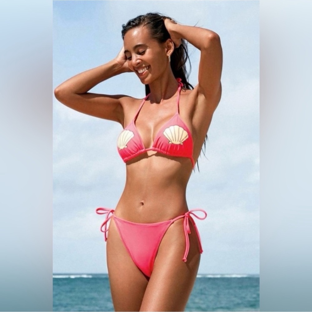NWT Cupshe Printed Shells Pink String Bikini Set - Medium